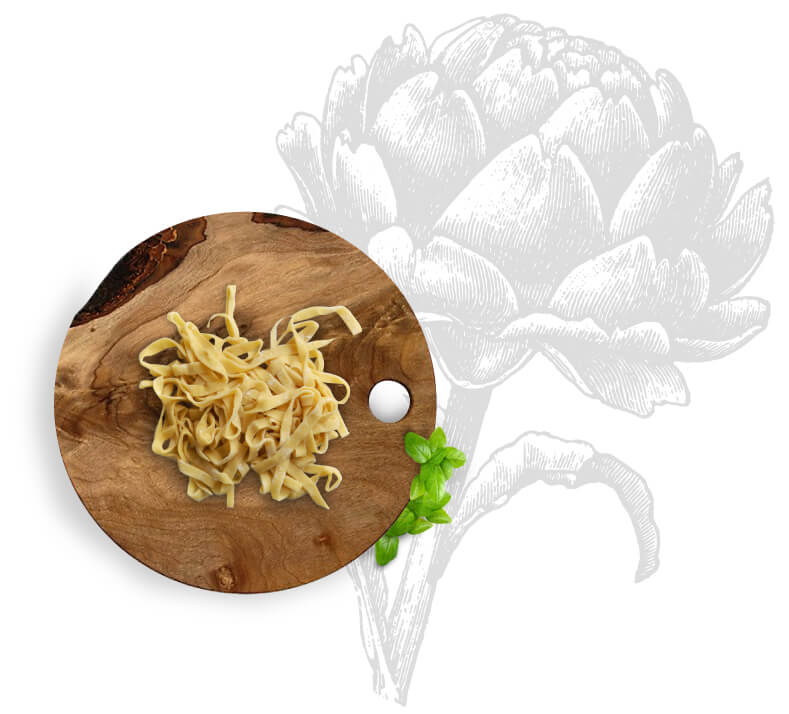 image of flower illustration and photo of noodles