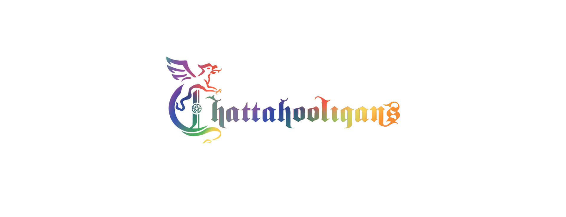Chattahooligans tenth aniversary wordmark for Pride Month