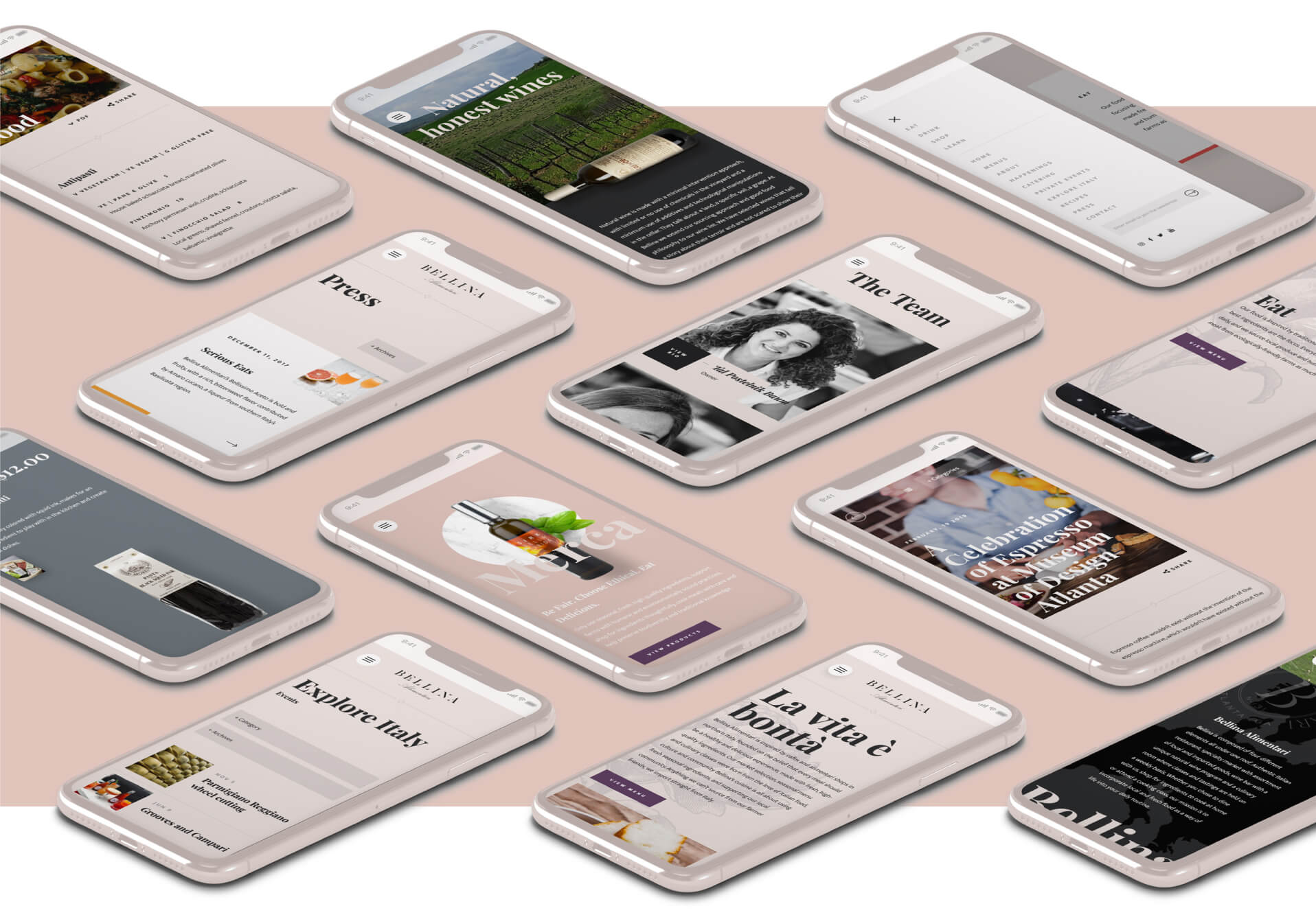 Bellina's website on mobile phones