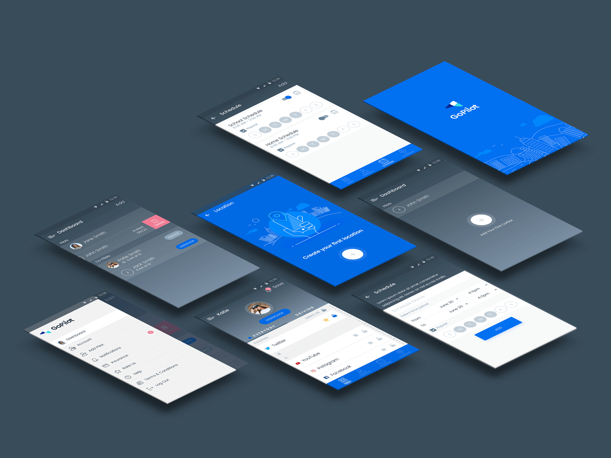 GoPilot's app on mobile phones
