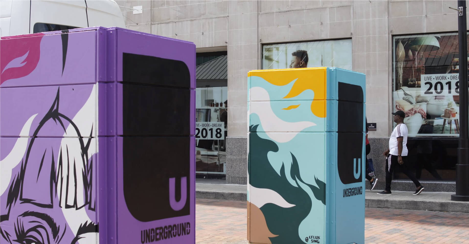 Underground logo with artist mural