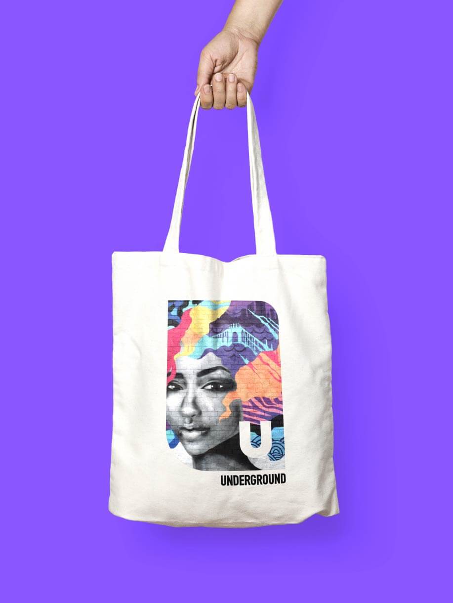 Underground Brand on a Canvase Bag